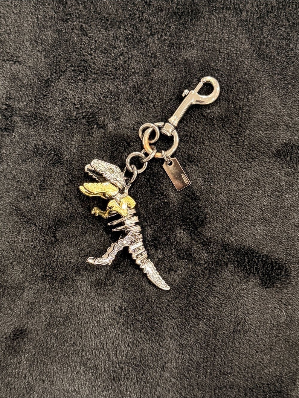 Coach HTF Gunmetal Glitter Rexy Dinosaur Adjustable Jaw, Arms & Legs Bag Charm